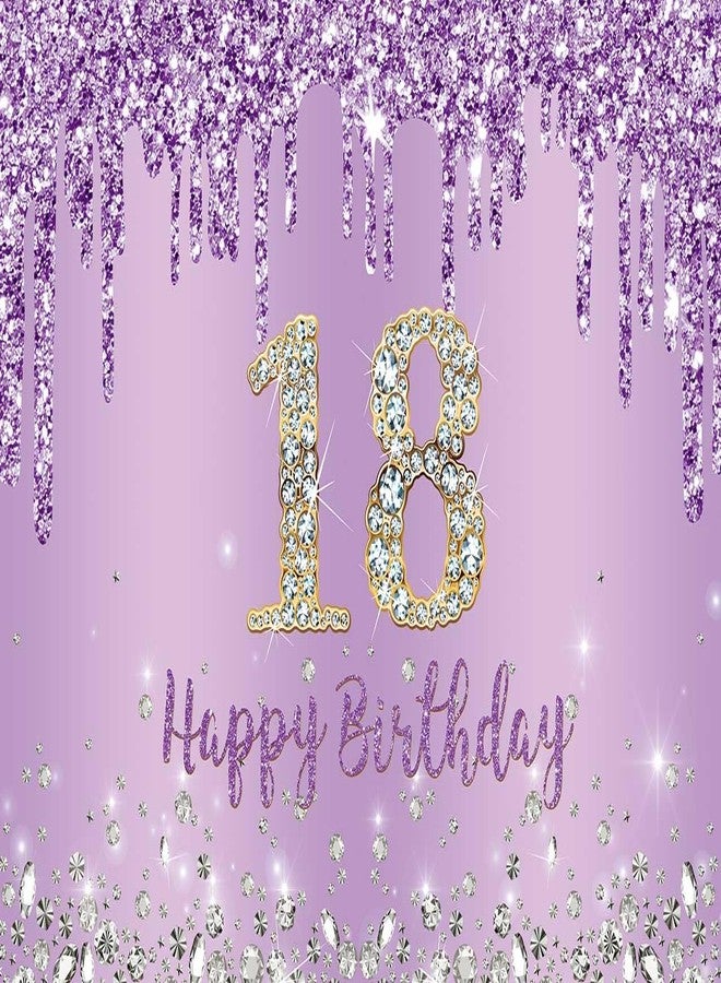 INRUI Purple Happy 18th Birthday Photography Background Girls Sweet Eighteen Years Old Birthday Party Decorations Backdrop 7x5FT - Image 5